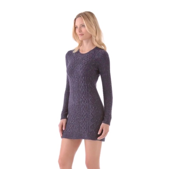 Theory Mayly Fleck Cableknit Sweater Dress in Purple Wool/Mohair/Angora Size XS - Picture 2 of 5